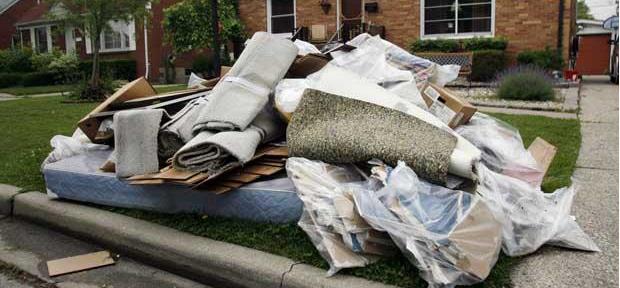 Pile of Debris on the Curb after a Flood